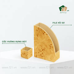 Bộ văn phòng phẩm vân mắt gỗ độc đáo sang trọng