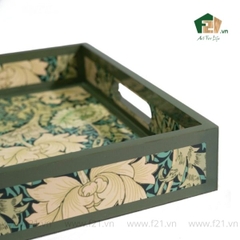 Khay chữ nhật sơn mài họa tiết viền trơn nổi bật