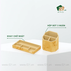 Bộ văn phòng phẩm vân mắt gỗ độc đáo sang trọng