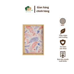 Khay Chữ Nhật Sơn Mài In Họa Tiết Lá Nhiệt Đới