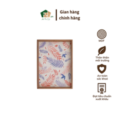 Khay Chữ Nhật Sơn Mài In Họa Tiết Lá Nhiệt Đới