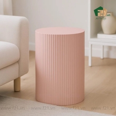 Bàn phụ tròn sơn mài kẻ sọc nổi