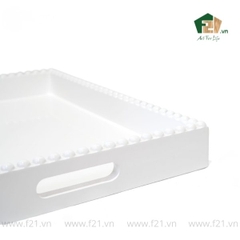 Khay chữ nhật sơn mài viền hạt tinh tế