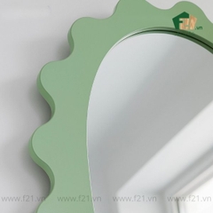 Gương treo tường hình oval lượn sóng sơn mài
