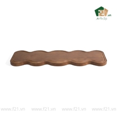 Thớt chữ nhật gỗ tự nhiên có tay cầm viền lượn sóng