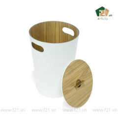 Thùng đựng đồ hình trụ sơn mài nắp gỗ Ash