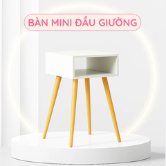 Bàn chữ nhật mini decor 4 chân sơn mài màu trắng
