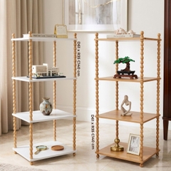 Kệ chữ nhật 4 tầng gỗ với trụ chuỗi oval đẹp mắt