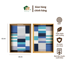 Khay Sơn Mài Chữ Nhật In Họa Tiết Caro Màu