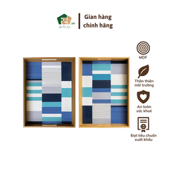 Khay Sơn Mài Chữ Nhật In Họa Tiết Caro Màu