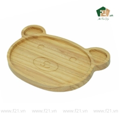 Đĩa hình gấu gỗ tự nhiên đựng thức ăn cho bé