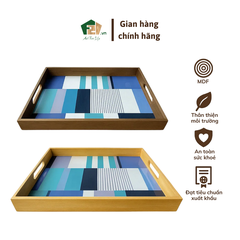 Khay Sơn Mài Chữ Nhật In Họa Tiết Caro Màu