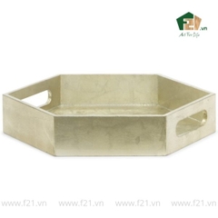 Khay lục giác sơn mài dát bạc
