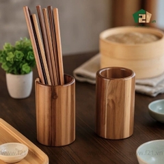 Ống đựng đũa tròn gỗ tự nhiên thiết kế đơn gian