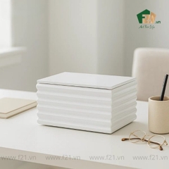 Hộp đựng chữ nhật sơn mài vân rãnh nổi