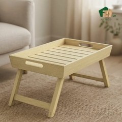 Bàn khay gấp để giường gỗ sồi hình chữ nhật