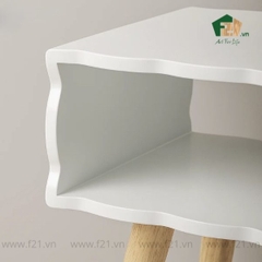 Bàn góc chữ nhật sơn mài viền lượn sóng