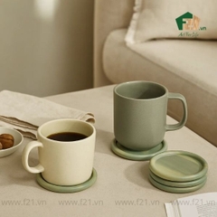 Bộ lót ly gỗ viền nổi bo tròn