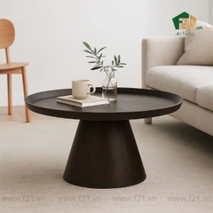 Bàn cà phê gỗ sồi kết hợp với sơn mài mặt khay tròn