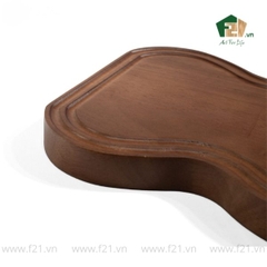 Thớt chữ nhật gỗ tự nhiên có tay cầm viền lượn sóng