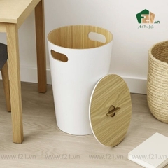 Thùng đựng đồ hình trụ sơn mài nắp gỗ Ash