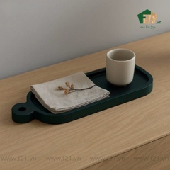 Đĩa chữ nhật gỗ tự nhiên bo tròn có lỗ treo