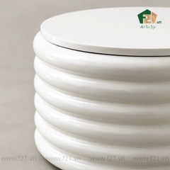 Hộp đựng tròn sơn mài vân rãnh nổi