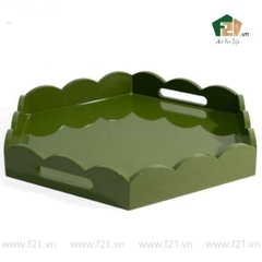 Khay lục giác sơn mài viền lượn sóng