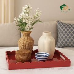 Khay chữ nhật sơn mài viền lượn sóng