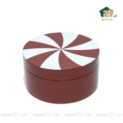 Hộp đựng tròn sơn mài họa tiết