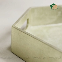 Khay lục giác sơn mài dát bạc