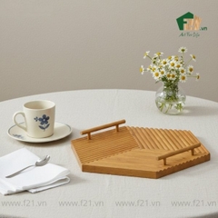 Khay lục giác gỗ tự nhiên vân sọc nổi