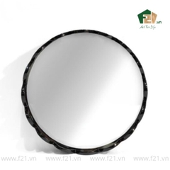 Khay tròn sơn mài mặt gương viền lượn sóng