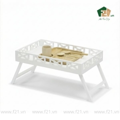 Bàn khay gấp để giường sơn mài khoét lỗ nghệ thuật