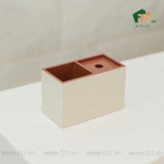 Hộp đựng bàn chải và tăm bông sơn mài 2 ngăn