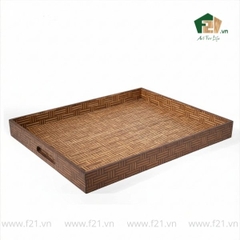 Khay vuông gỗ tự nhiên họa tiết đan