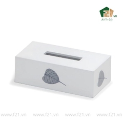 Hộp chữ nhật đựng khăn giấy sơn mài họa tiết lá