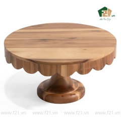 Giá đỡ bánh hình tròn viền lượn sóng gỗ tự nhiên