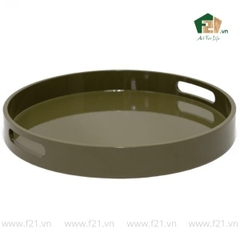 Khay tròn sơn mài có tay cầm