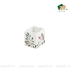 Bộ văn phòng phẩm gỗ sơn mài lá nguyệt quế cách điệu