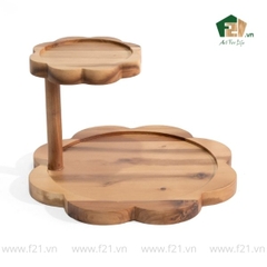 Giá đỡ bánh hình bông hoa 2 tầng gỗ tự nhiên