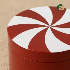 Hộp đựng tròn sơn mài họa tiết