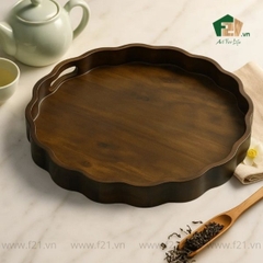 Khay tròn gỗ tự nhiên lượn sóng