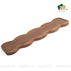 Thớt chữ nhật gỗ tự nhiên có tay cầm viền lượn sóng