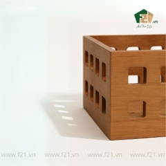 Hộp đựng vuông gỗ cao su vách rãnh