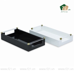 Khay chữ nhật sơn mài có tay cầm mica