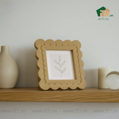 Khung hình vuông gỗ tự nhiên viền lượn sóng