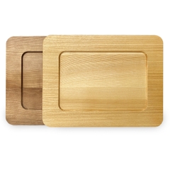 Đĩa Gỗ Tự Nhiên Hình Chữ Nhật Vành Rộng