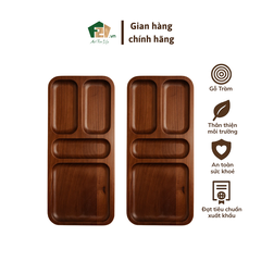 Dĩa chữ nhật chia ngăn gỗ tràm