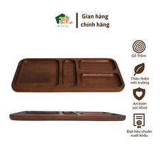 Dĩa chữ nhật chia ngăn gỗ tràm
